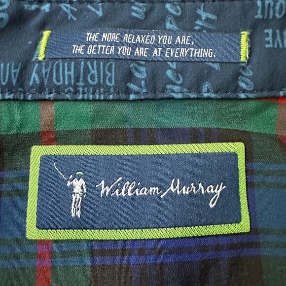 William Murray Shirt Men’s 2XL XXL Blue AOP Text Graphic Short Sleeve Button Up - Picture 5 of 10